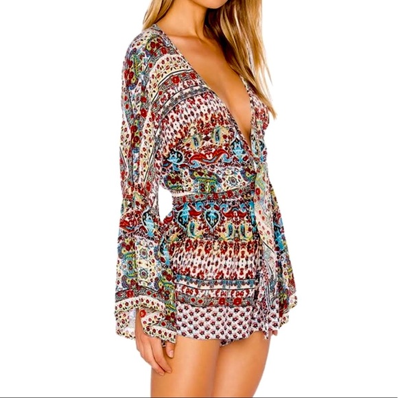 Bohemian style multicolored short romper - Picture 9 of 10